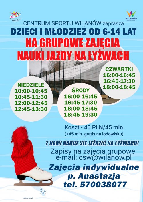 Grupowe nauki jazdy na łyżwach dla dzieci i młodzieży