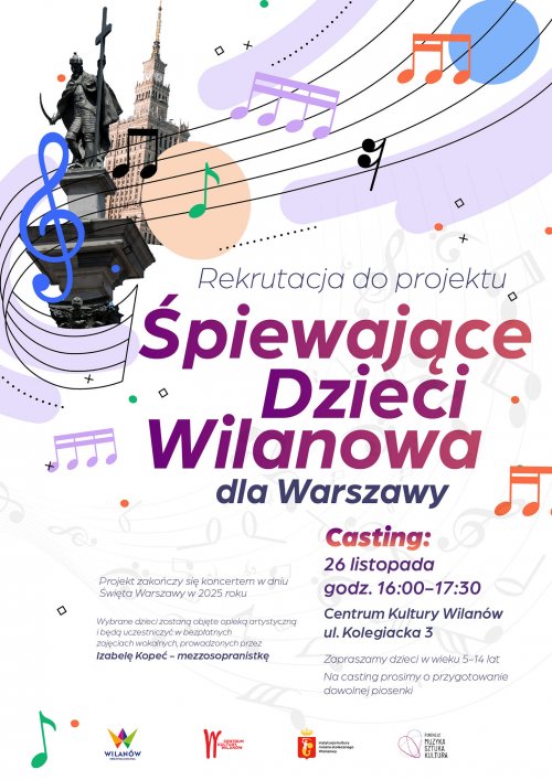 Rekrutacja do projektu Śpiewające Dzieci Wilanowa