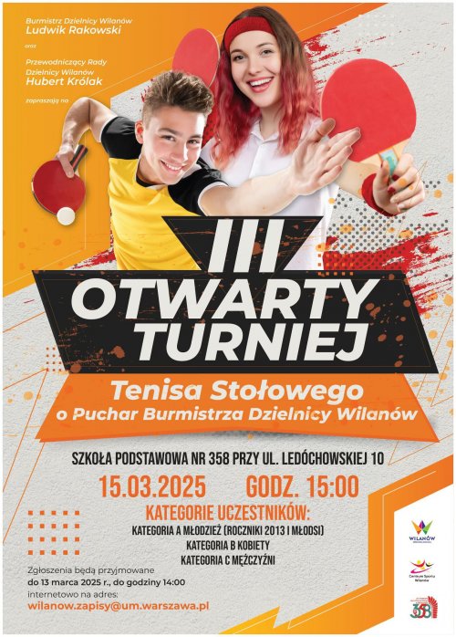 III Otwarty Turniej Tenisa Stołowego o Puchar Burmistrza Dzielnicy Wilanów